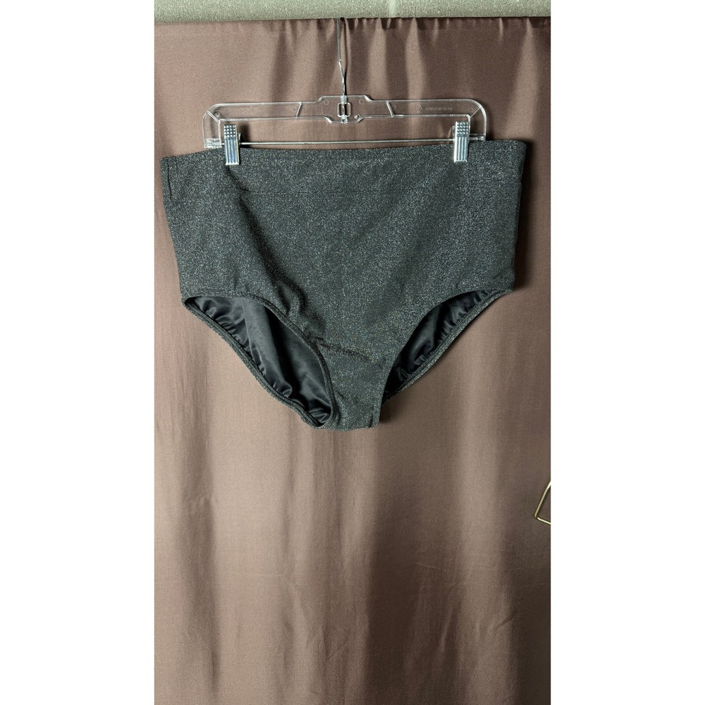 Lands' End Women's 18 Shine High Waisted Black Bikini Bottom